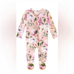 Posh Peanut Margot Footie Ruffled Zippered one piece footie bamboo sleeper 9-12m